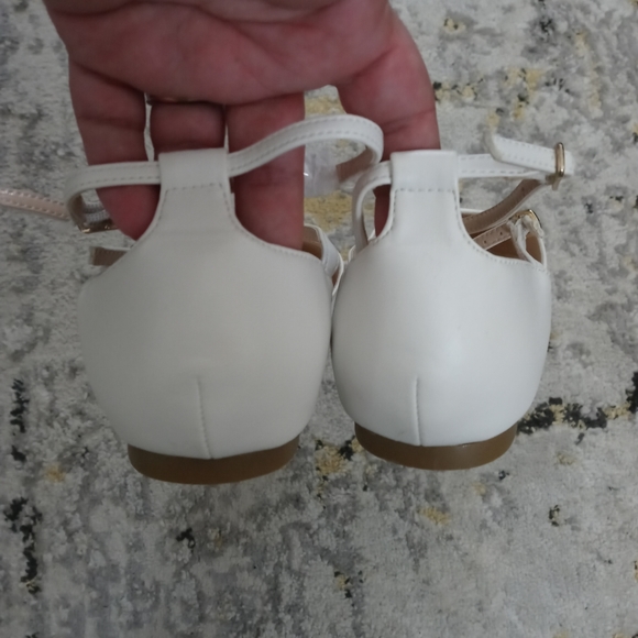 White Ankle Strap Flats - Picture 6 of 6